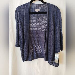 Women's Medieval Blue Open-Knit Sweater